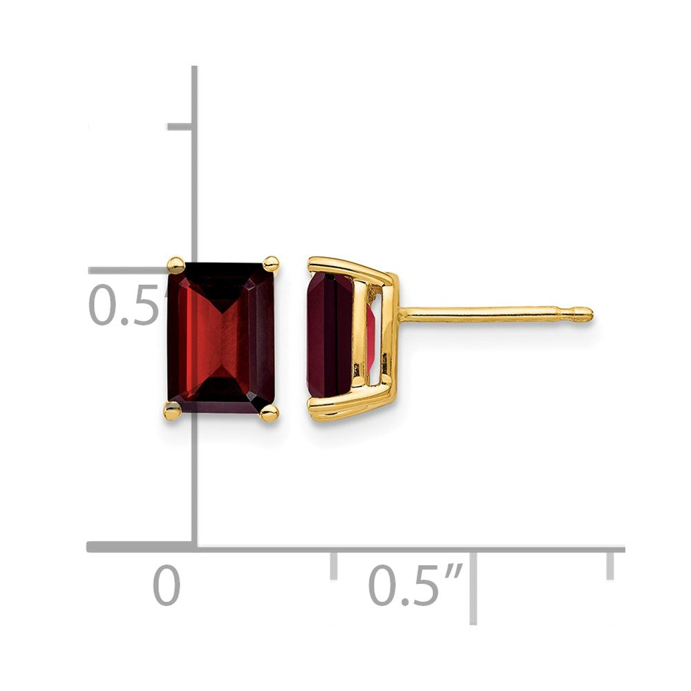 14k 7x5mm Emerald Cut Garnet Earrings