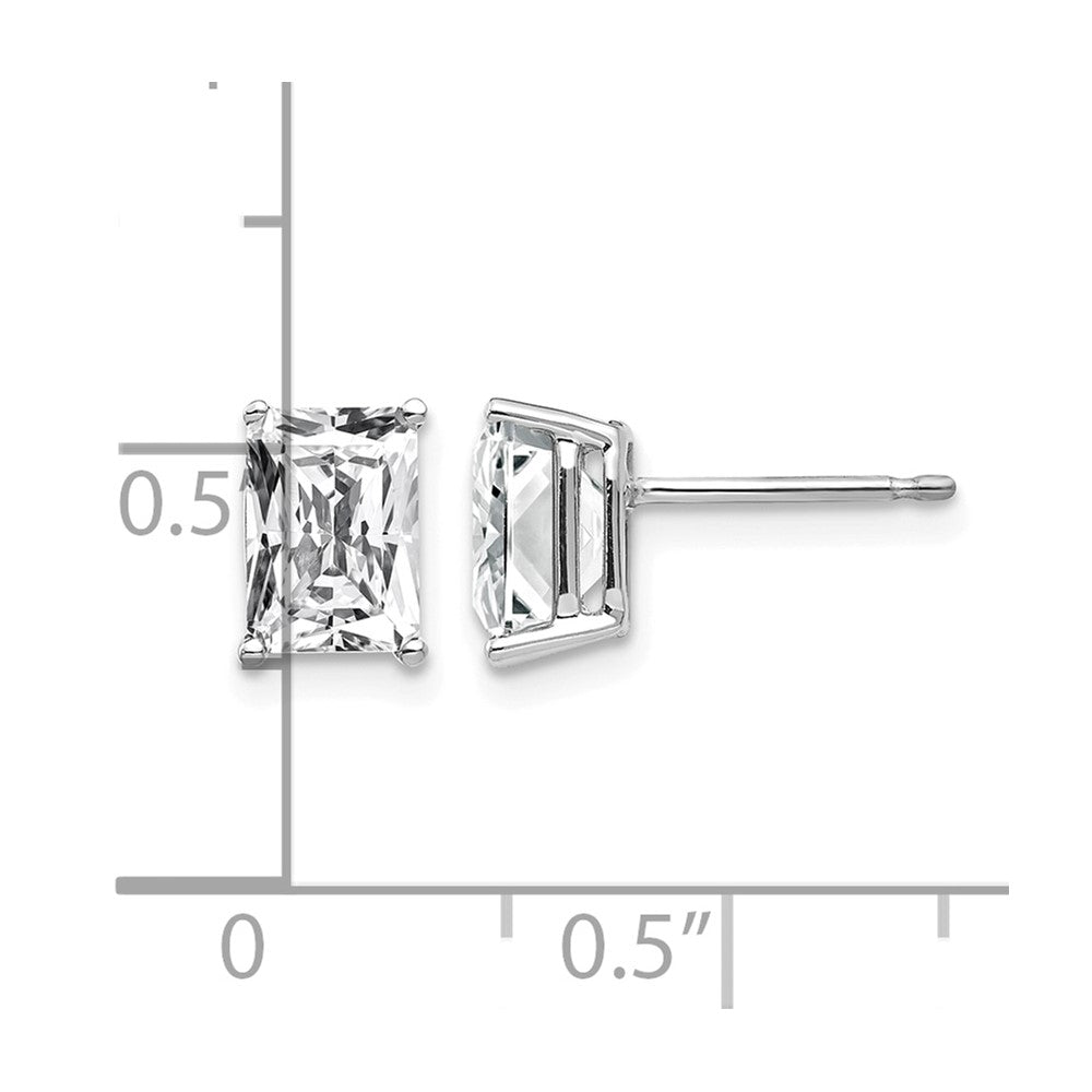 14k White Gold 7x5mm Radiant Cut Cubic Zirconia Earrings