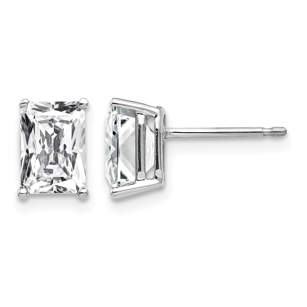 14k White Gold 7x5mm Radiant Cut Cubic Zirconia Earrings