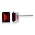 14k White Gold 7x5mm Emerald Cut Garnet Earrings