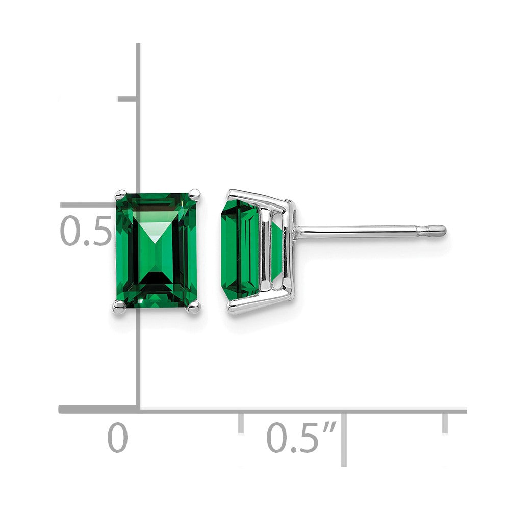 14k White Gold 7x5mm Emerald Cut Mount St. Helens Earrings