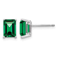 14k White Gold 7x5mm Emerald Cut Mount St. Helens Earrings