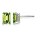 14k White Gold 7x5mm Emerald Cut Peridot Earrings
