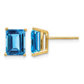 14k 8x6mm Emerald Cut Blue Topaz Earrings