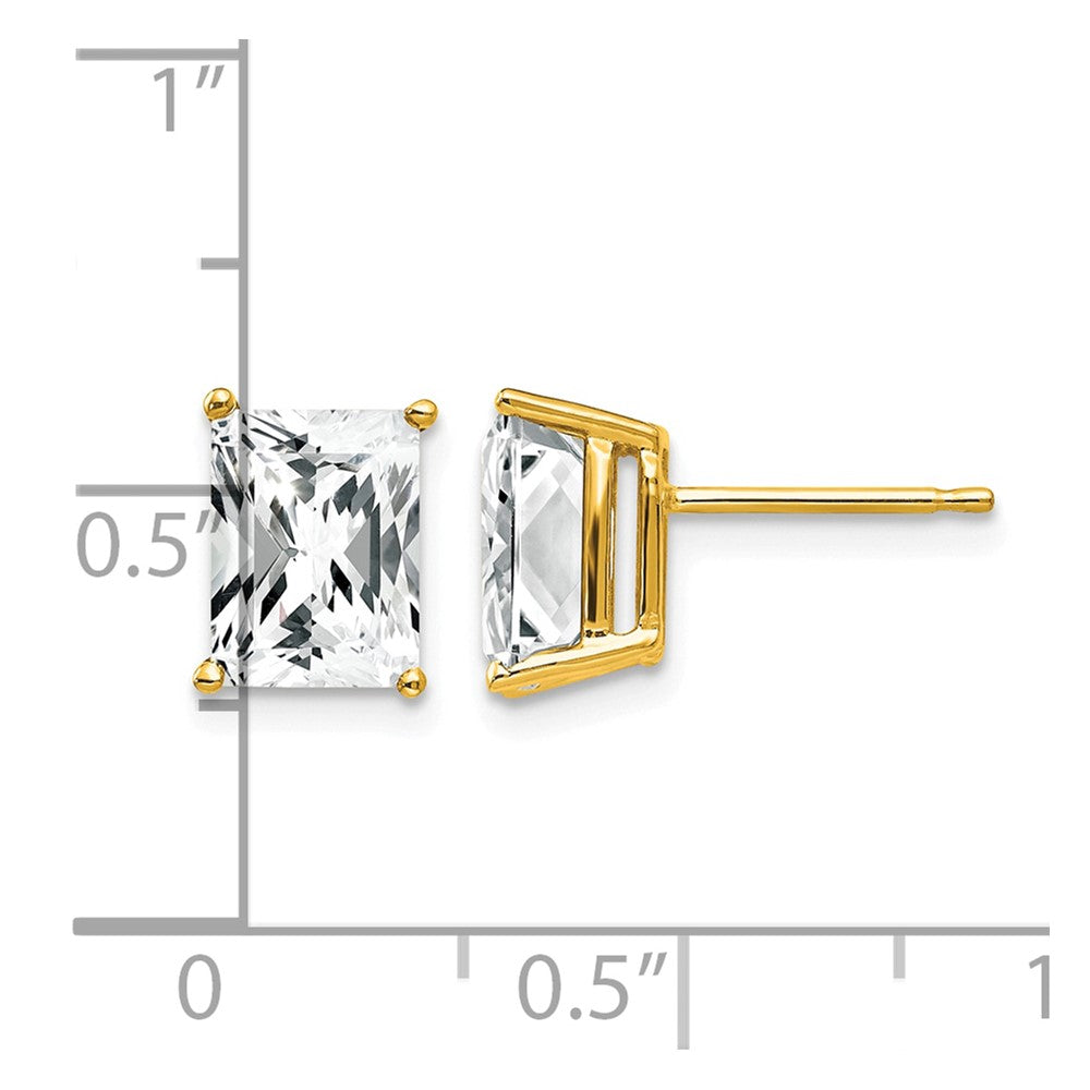 14k 8x6mm Radiant Cut Cubic Zirconia Earrings