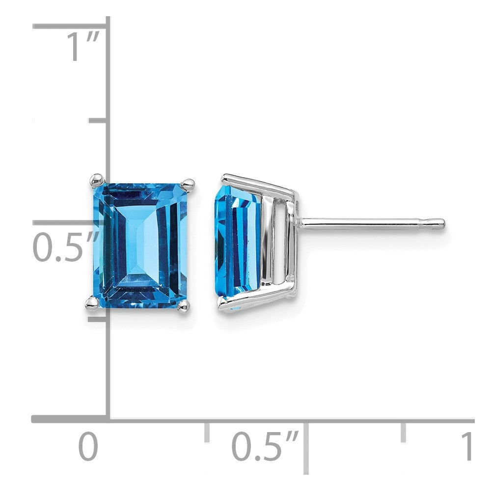 14k White Gold 8x6mm Emerald Earring Mountings
