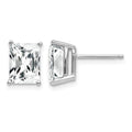 14k White Gold 8x6mm Radiant Cut Cubic Zirconia Earrings