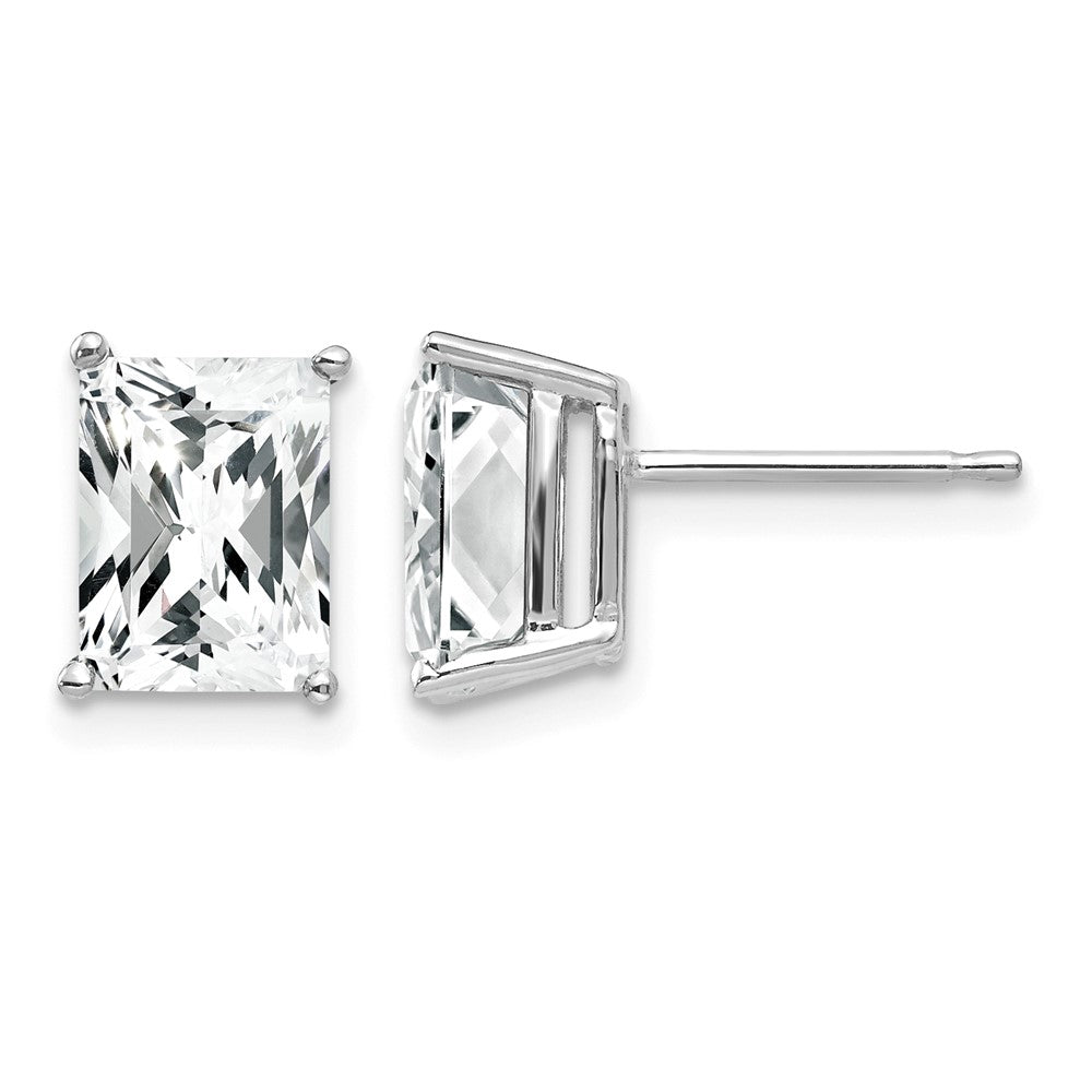 14k White Gold 8x6mm Radiant Cut Cubic Zirconia Earrings