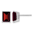 14k White Gold 8x6mm Emerald Cut Garnet earring