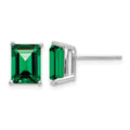 14k White Gold Mount St. Helens 8x6 Emerald Stud Earrings