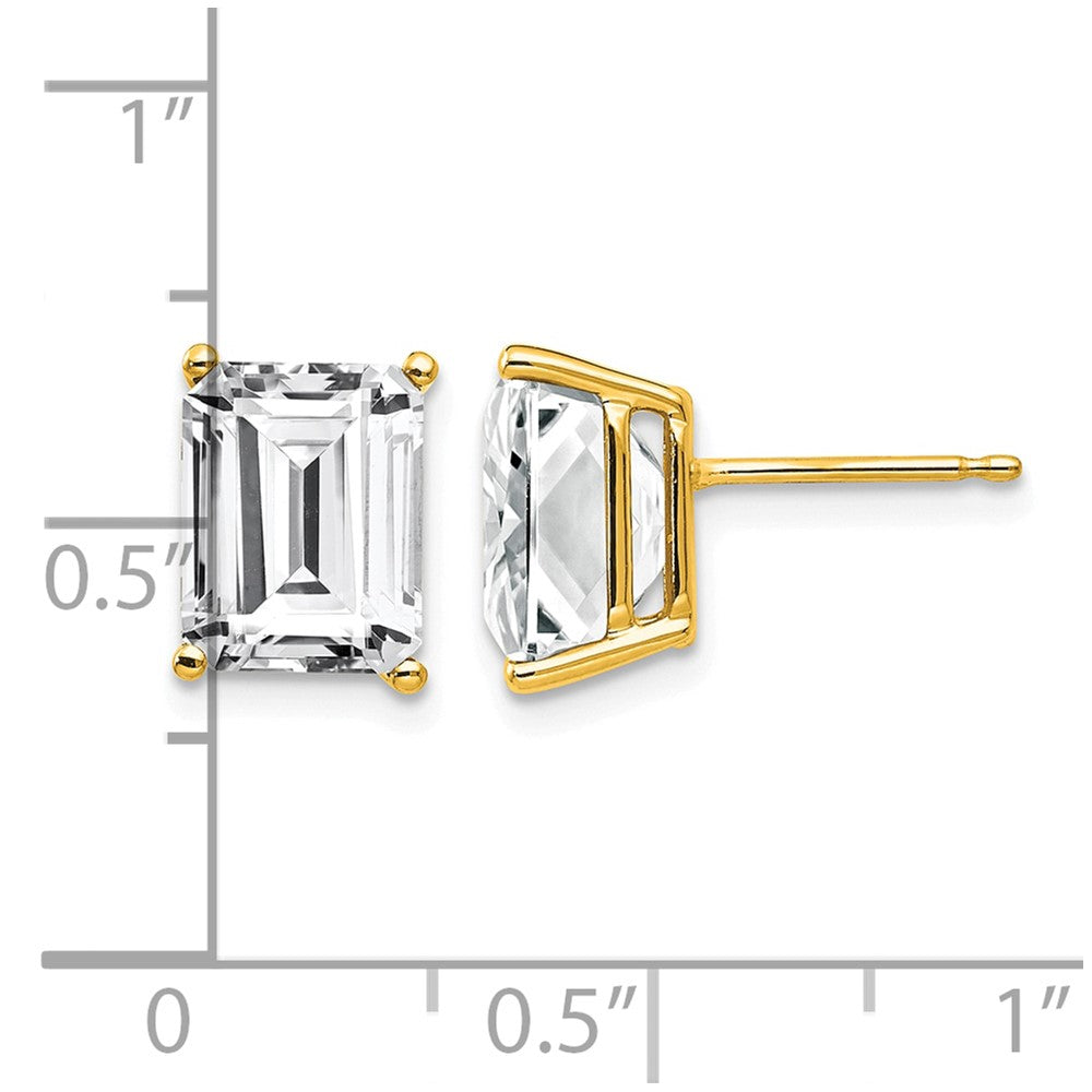 14k 9x7mm Emerald Cut Cubic Zirconia Earrings