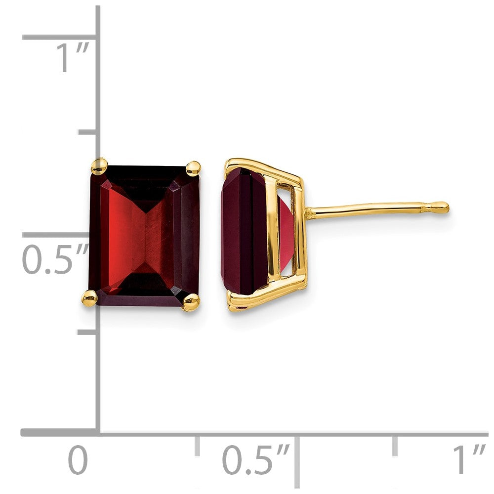 14k 9x7mm Emerald Cut Garnet Earrings