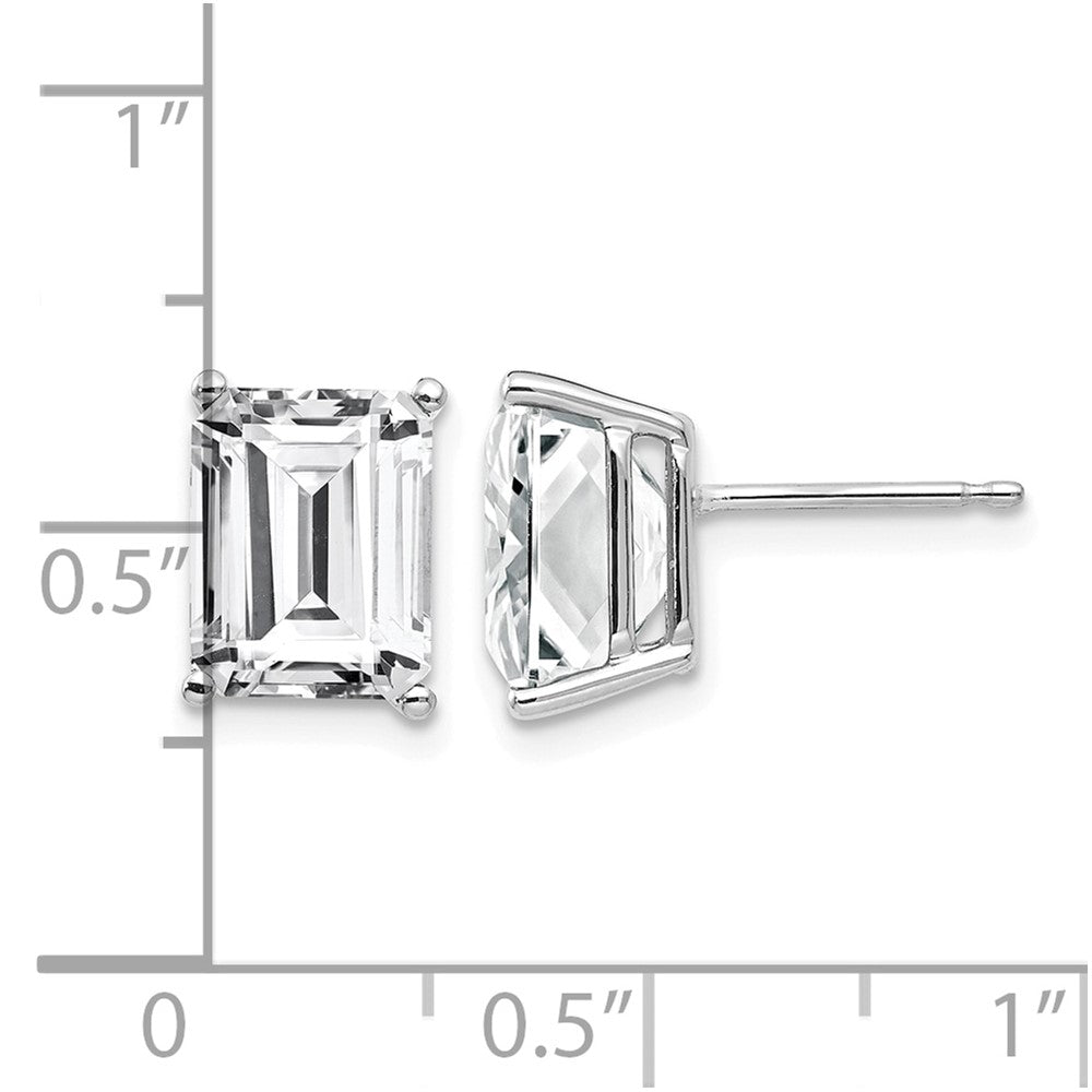 14k White Gold 9x7mm Emerald Cut Cubic Zirconia Earrings