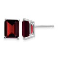 14k White Gold 9x7mm Emerald Cut Garnet Earrings