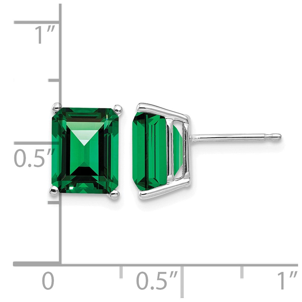 14k White Gold 9x7mm Emerald Cut Mount St. Helens Earrings