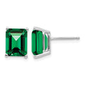 14k White Gold 9x7mm Emerald Cut Mount St. Helens Earrings