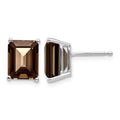 14kw 9x7mm Emerald Smoky Quartz Earrings