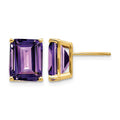 14k 10x8mm Emerald Cut Amethyst Earrings