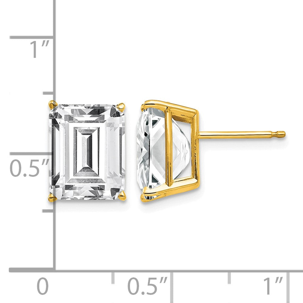 14k 10x8mm Emerald Cut Cubic Zirconia Earrings