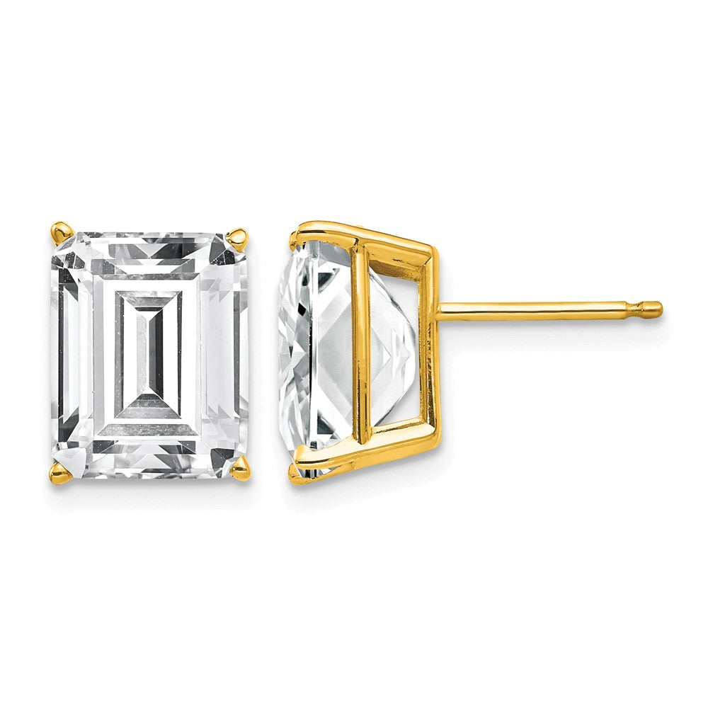 14k 10x8mm Emerald Cut Cubic Zirconia Earrings