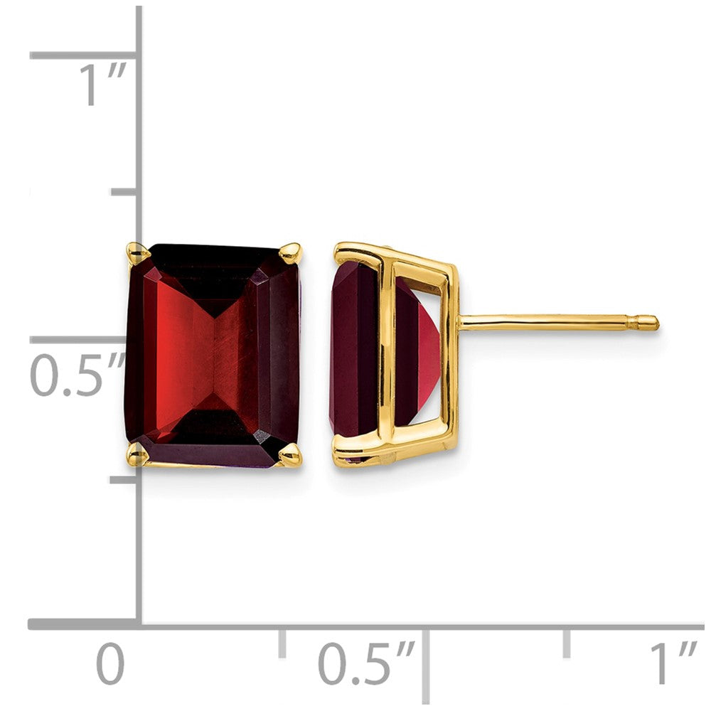 14k 10x8mm Emerald Cut Garnet Earrings