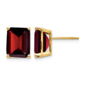 14k 10x8mm Emerald Cut Garnet Earrings