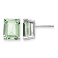 14kw 10x8mm Emerald-Cut Green Quartz Earrings