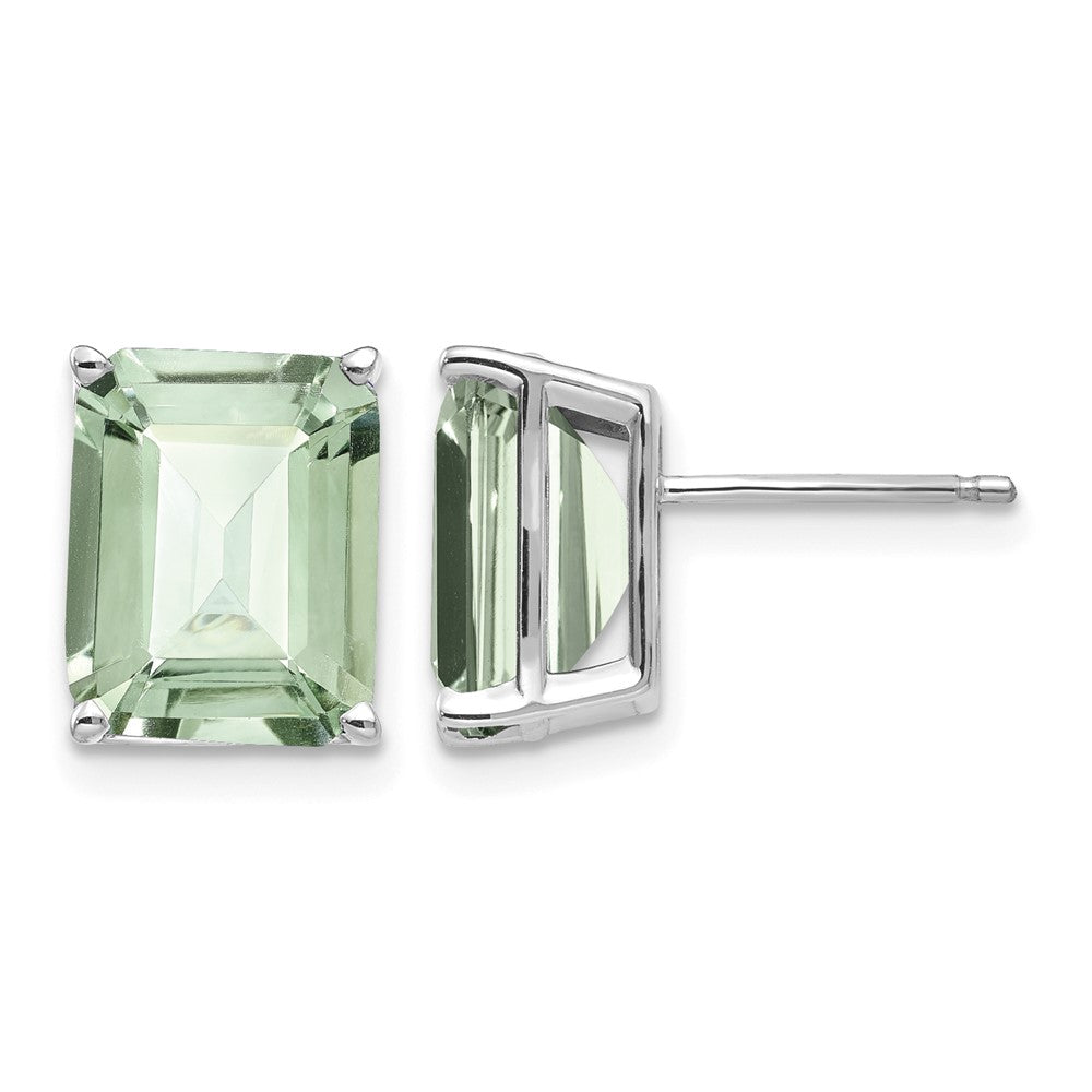 14kw 10x8mm Emerald-Cut Green Quartz Earrings