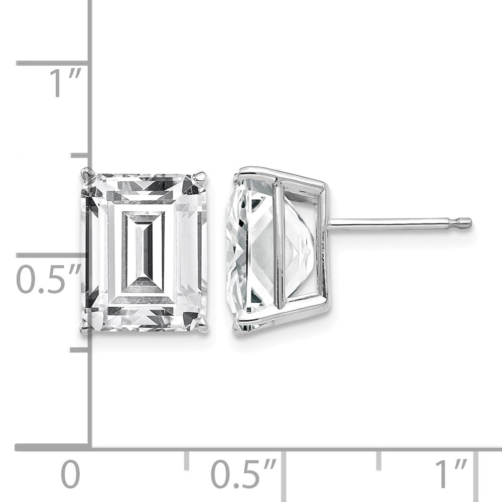 14k White Gold 10x8mm Emerald Cut Cubic Zirconia Earrings