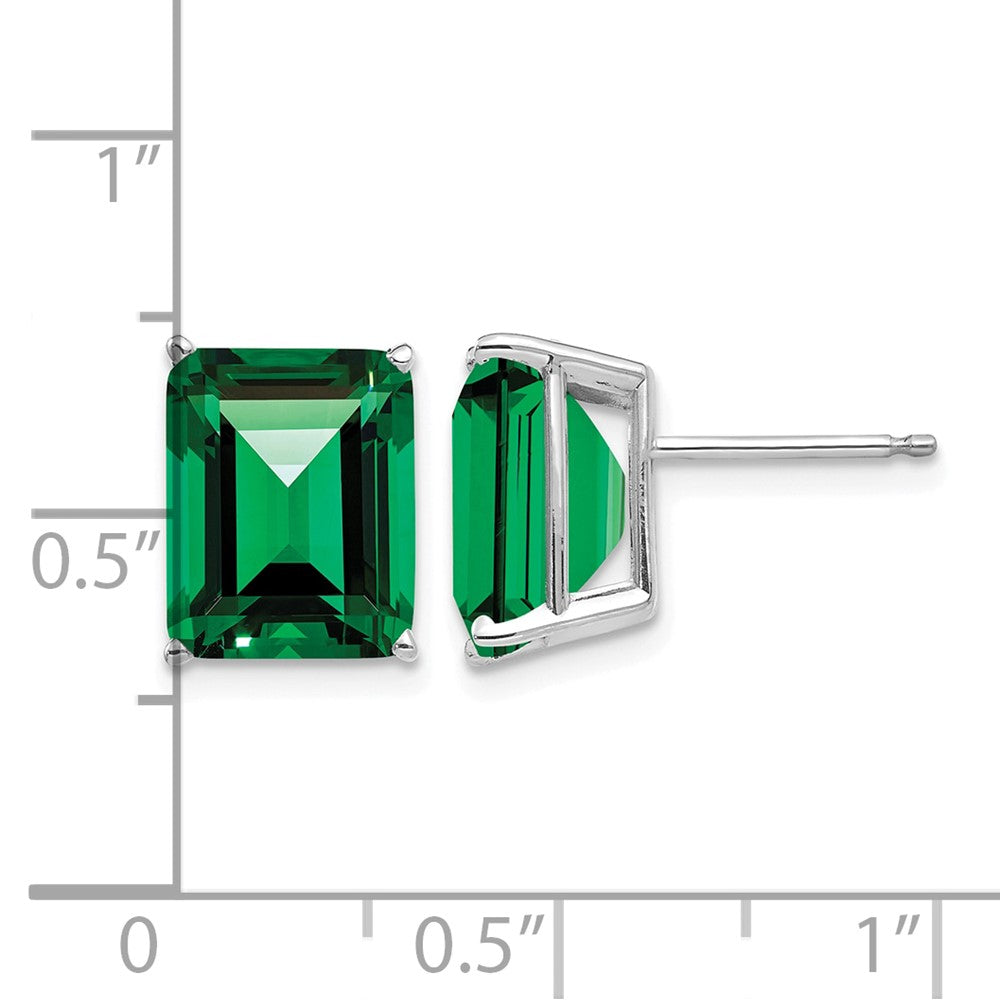 14k White Gold 10x8 Emerald Cut Mount St. Helens Stud Earrings