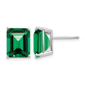 14k White Gold 10x8 Emerald Cut Mount St. Helens Stud Earrings