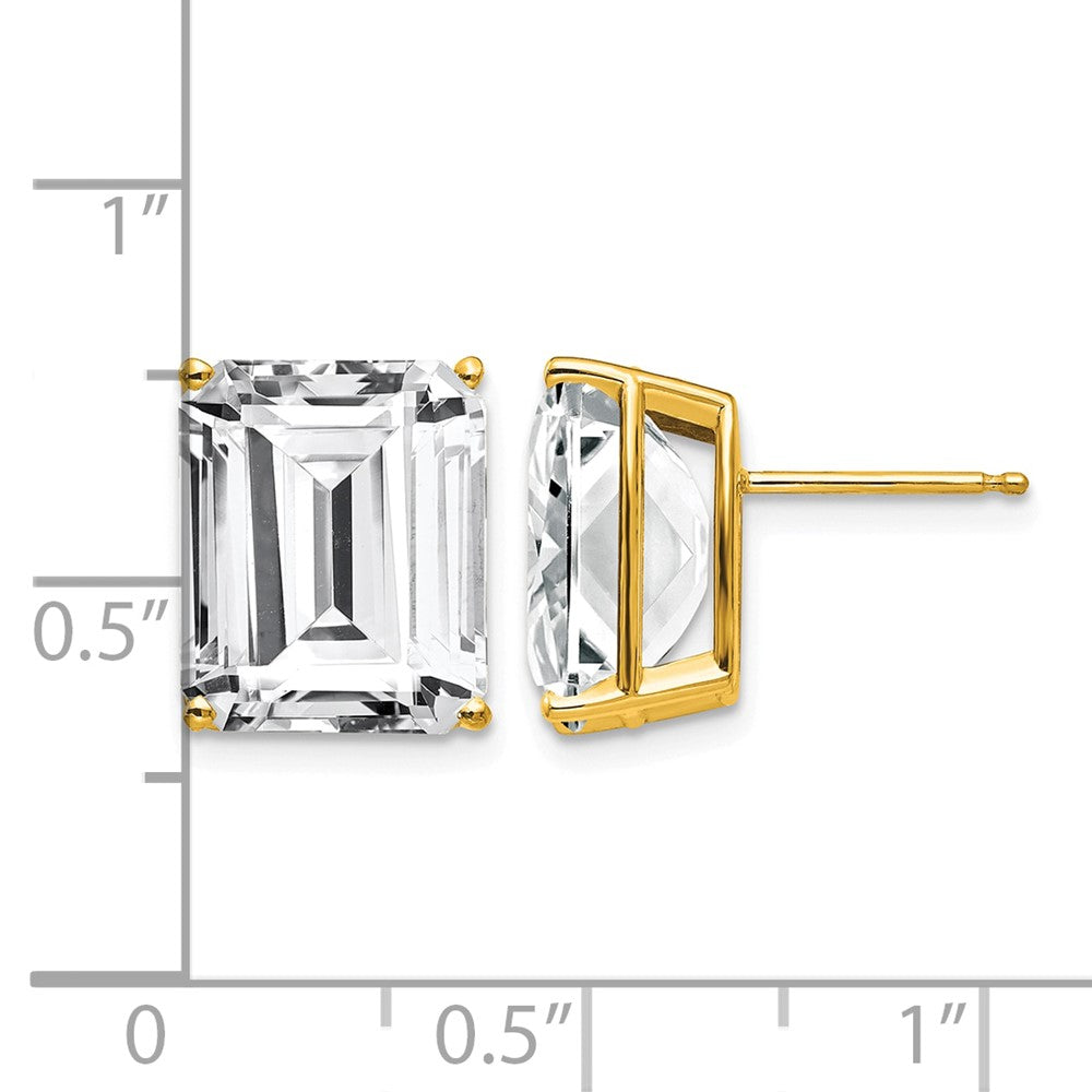 14k 12x10mm Emerald Cut Cubic Zirconia Earrings