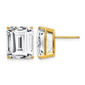 14k 12x10mm Emerald Cut Cubic Zirconia Earrings