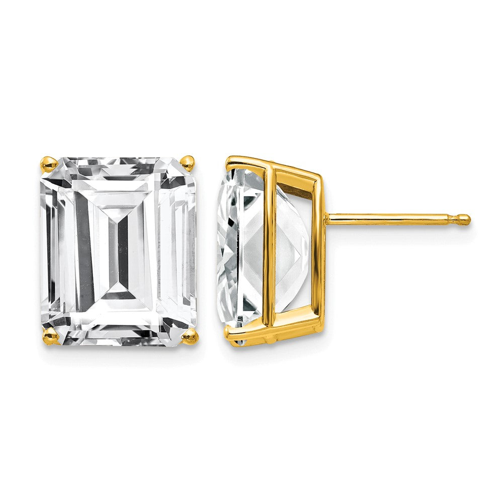 14k 12x10mm Emerald Cut Cubic Zirconia Earrings