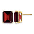 14k Emerald Cut Garnet Stud Earrings