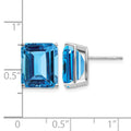 14k White Gold 12x10mm Emerald Cut Earring Mounting