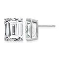 14k White Gold Emerald Cut Cubic Zirconia Stud Earrings