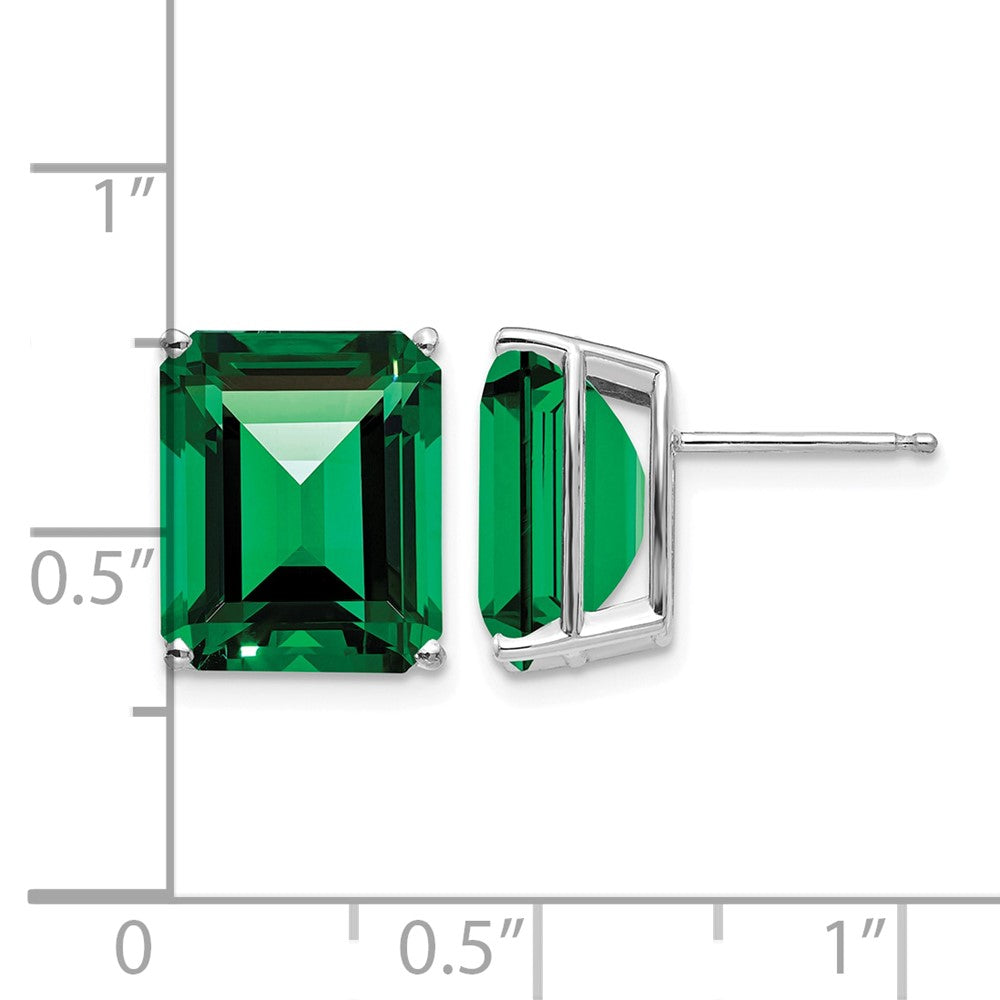 14k White Gold Mount St. Helens Emerald Stud Earrings