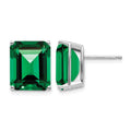 14k White Gold Mount St. Helens Emerald Stud Earrings