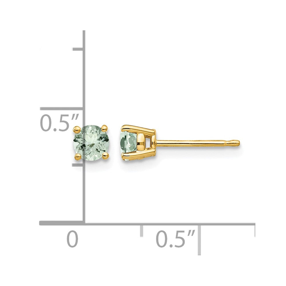 14k 4mm Round Green Quartz Earrings