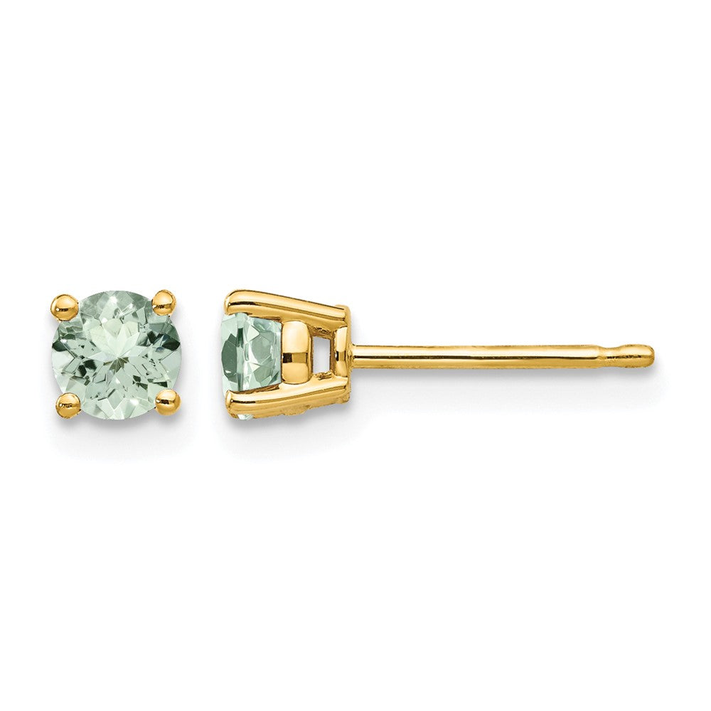 14k 4mm Round Green Quartz Earrings