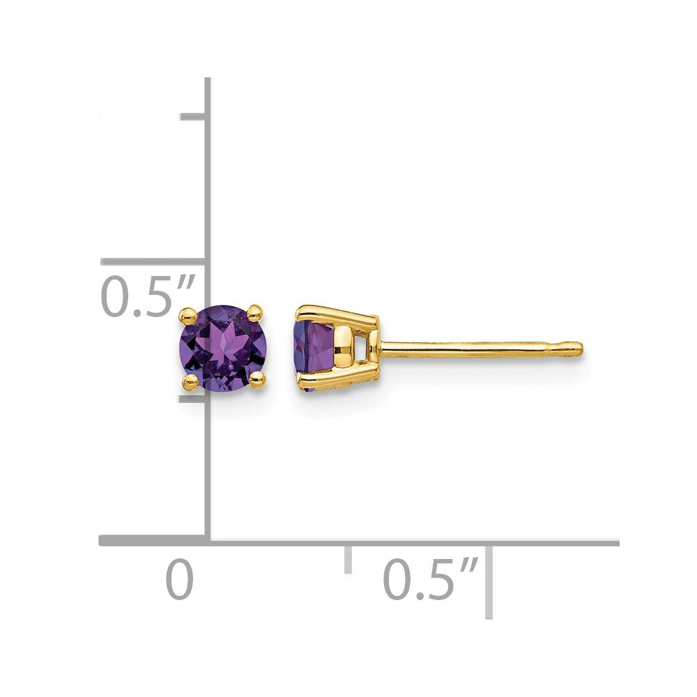 14k 4mm Amethyst Earrings