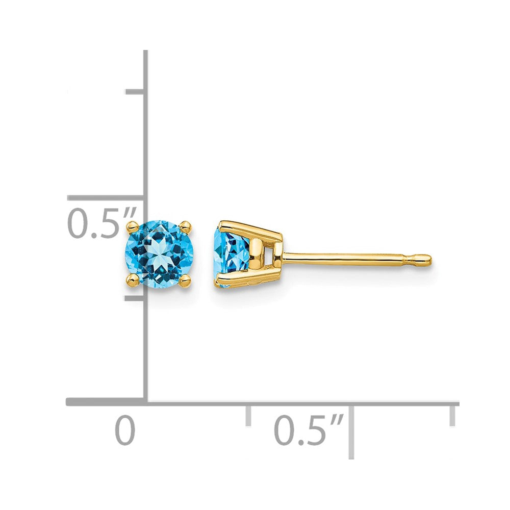 14k 4mm Blue Topaz Earrings