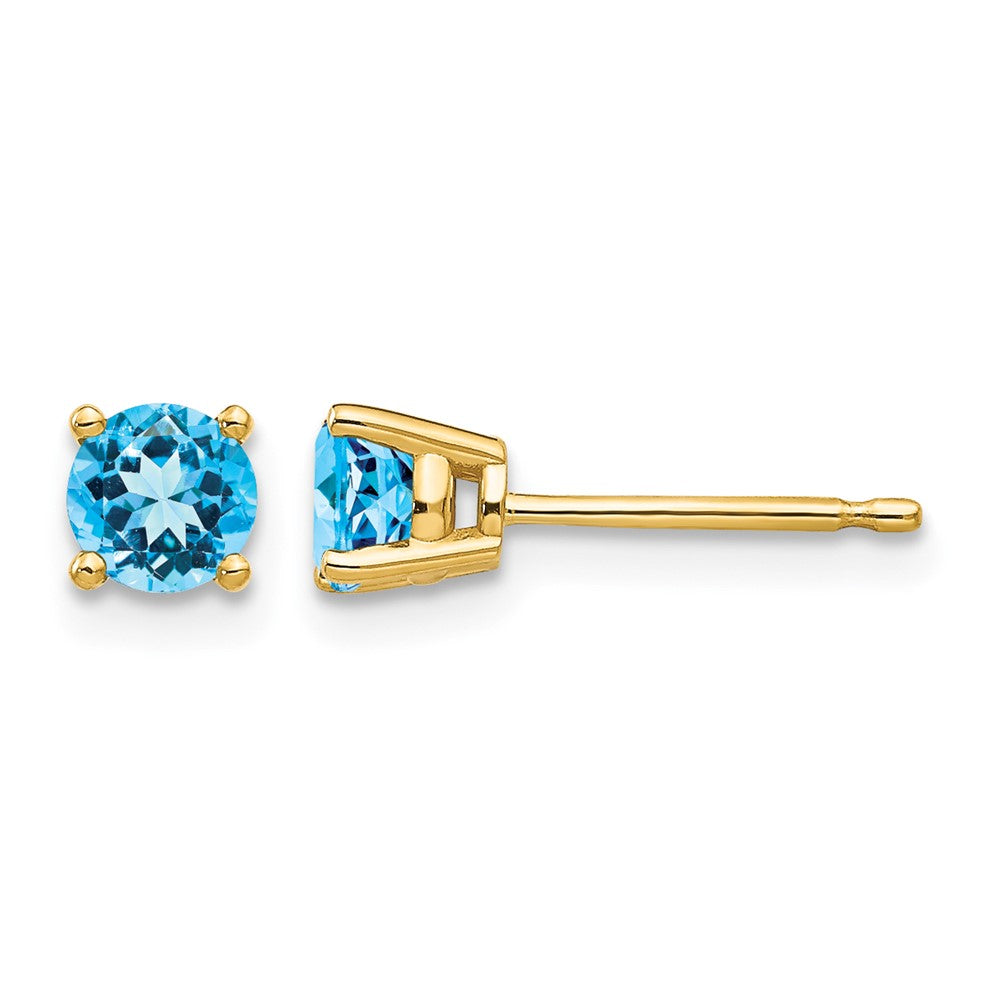 14k 4mm Blue Topaz Earrings