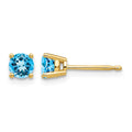 14k 4mm Blue Topaz Earrings
