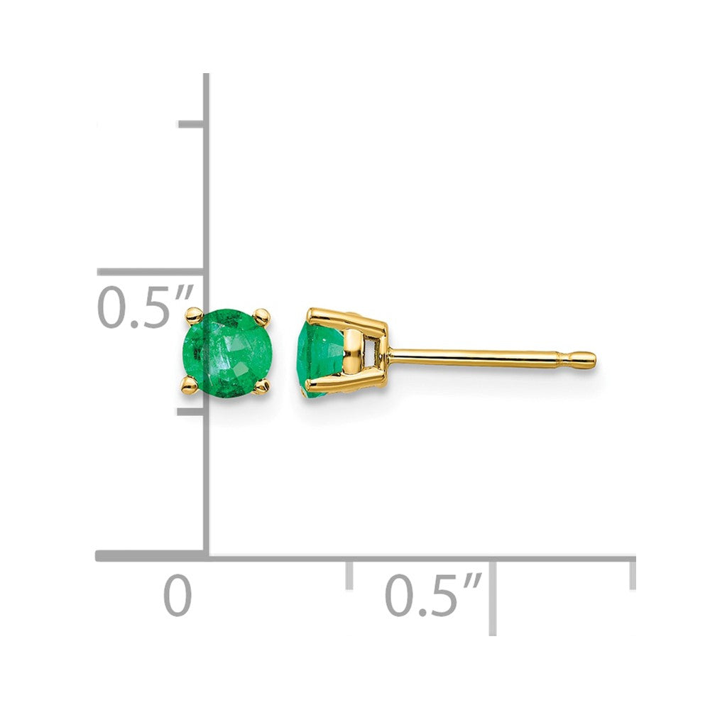 14k Emerald Post Earrings