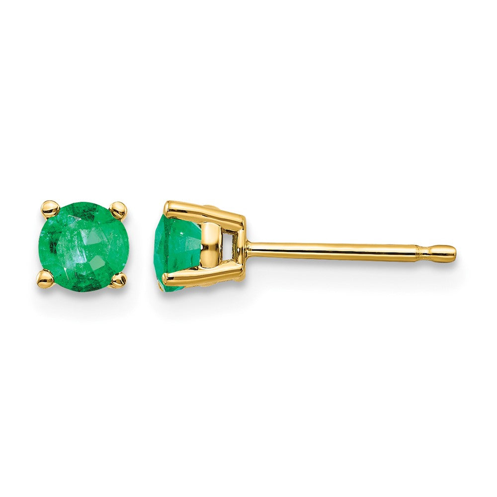14k Emerald Post Earrings