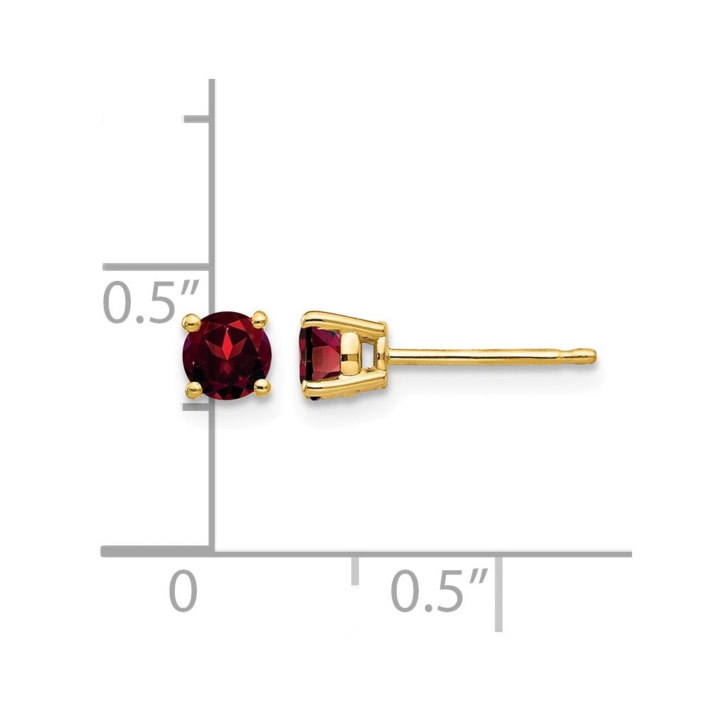 14k 4mm Garnet Earrings