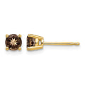 14k 4mm Round Smoky Quartz Earrings