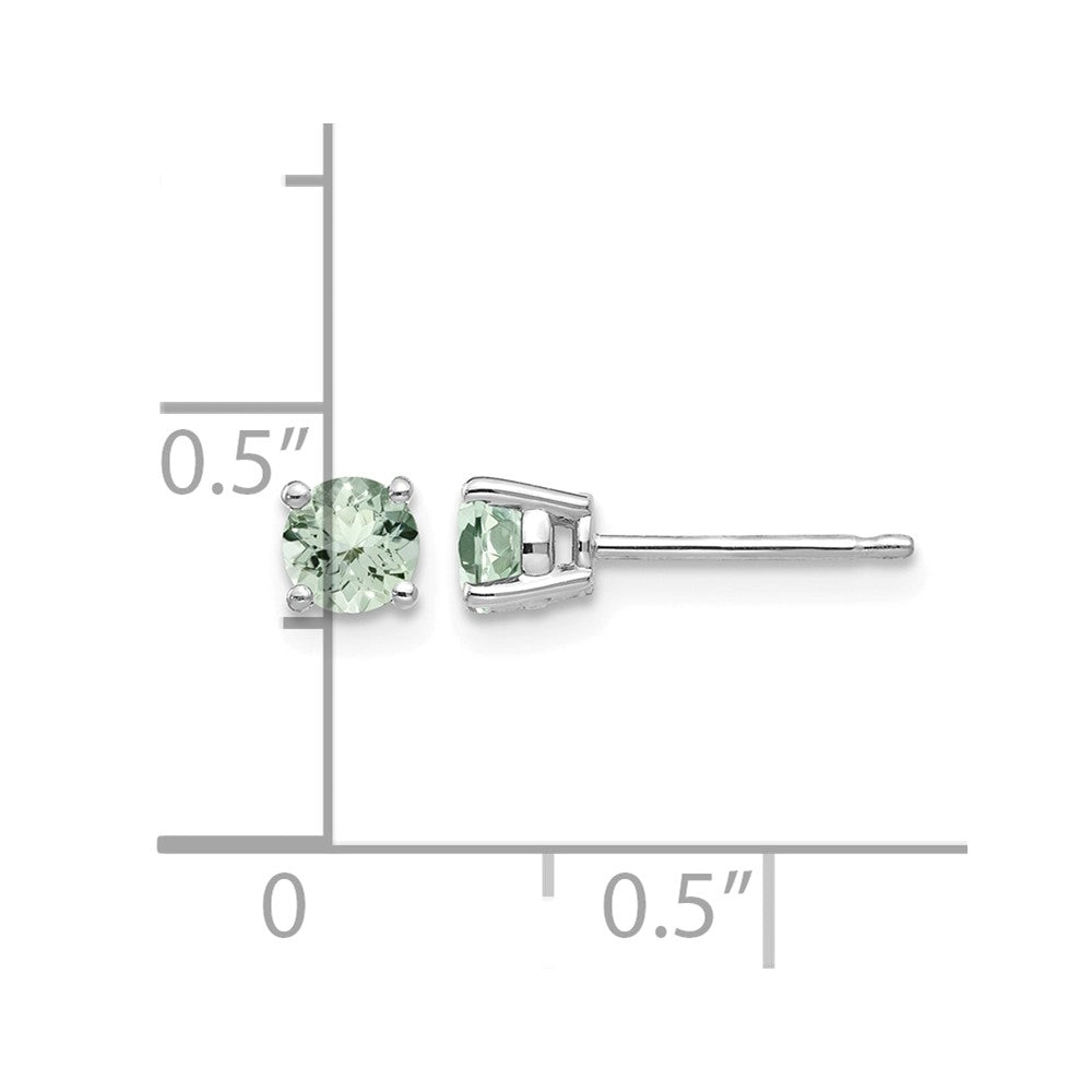 14kw 4mm Round Green Quartz Earrings